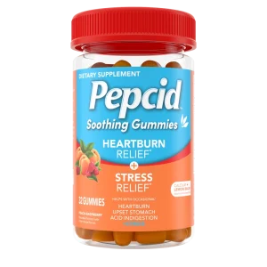 PEPCID™ Soothing Gummies, Heartburn Relief* + Stress Relief*, Peach-Raspberry