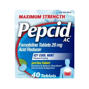 PEPCID AC® Maximum Strength Heartburn Relief & Acid Reducer, Icy Cool Mint, 20 mg Famotidine Tablets